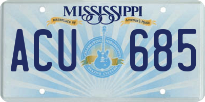 MS license plate ACU685