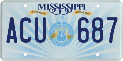 MS license plate ACU687