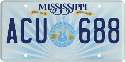 MS license plate ACU688