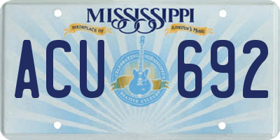 MS license plate ACU692