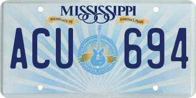 MS license plate ACU694