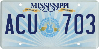 MS license plate ACU703