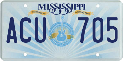 MS license plate ACU705