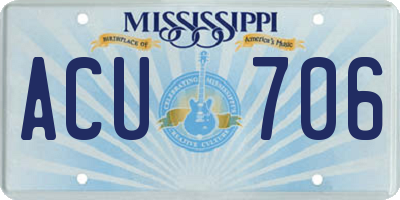MS license plate ACU706