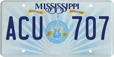 MS license plate ACU707