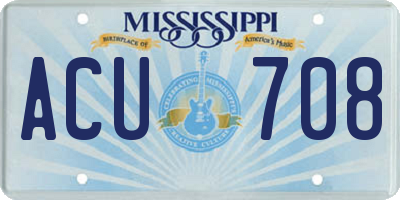 MS license plate ACU708