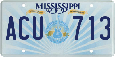 MS license plate ACU713