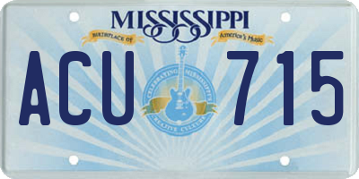 MS license plate ACU715