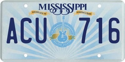 MS license plate ACU716