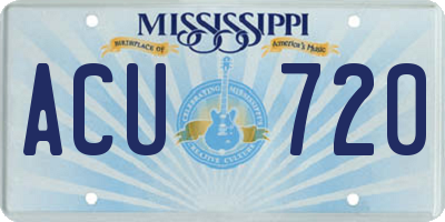 MS license plate ACU720