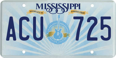 MS license plate ACU725