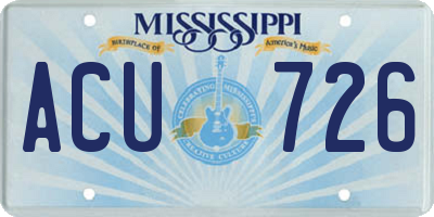 MS license plate ACU726