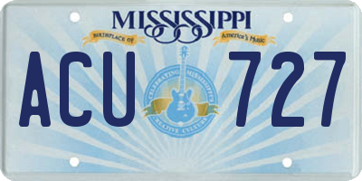 MS license plate ACU727
