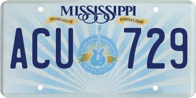 MS license plate ACU729
