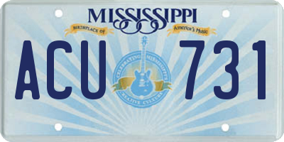MS license plate ACU731