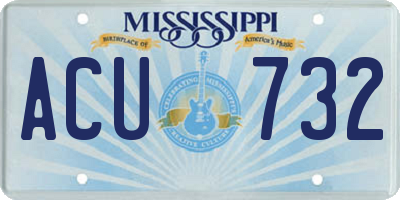MS license plate ACU732