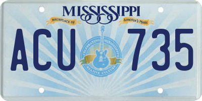 MS license plate ACU735