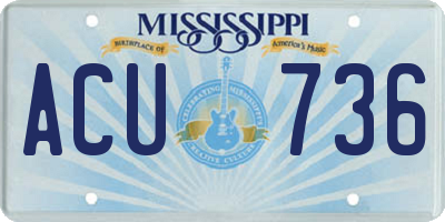 MS license plate ACU736