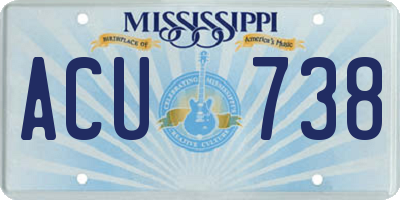 MS license plate ACU738