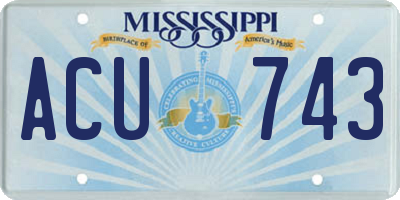 MS license plate ACU743