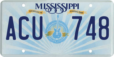 MS license plate ACU748