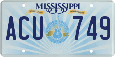 MS license plate ACU749