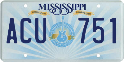 MS license plate ACU751