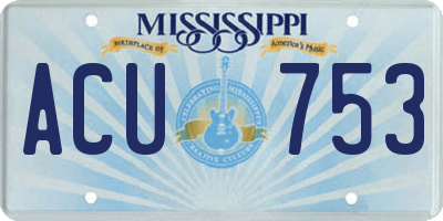 MS license plate ACU753