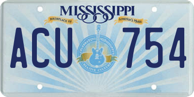 MS license plate ACU754