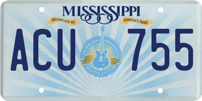MS license plate ACU755