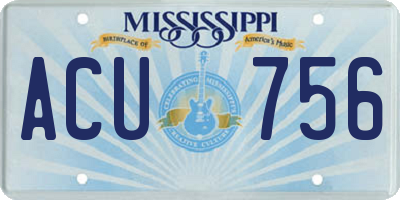 MS license plate ACU756