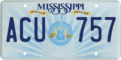 MS license plate ACU757