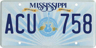 MS license plate ACU758
