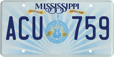 MS license plate ACU759