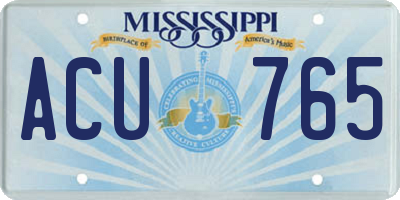 MS license plate ACU765
