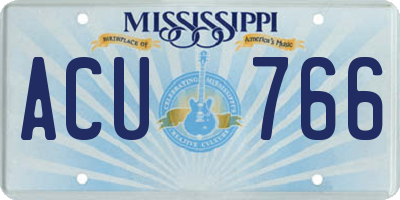 MS license plate ACU766