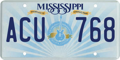 MS license plate ACU768