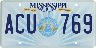 MS license plate ACU769