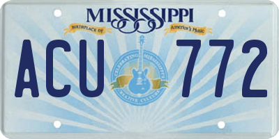 MS license plate ACU772
