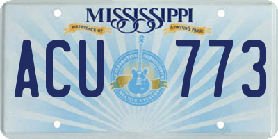 MS license plate ACU773