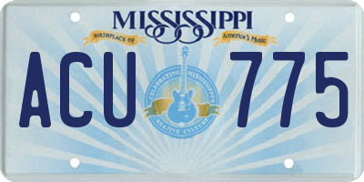 MS license plate ACU775