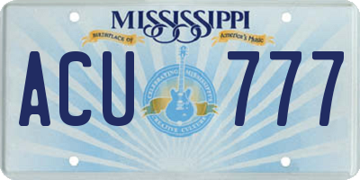 MS license plate ACU777