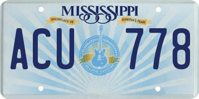 MS license plate ACU778