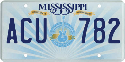 MS license plate ACU782