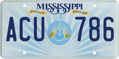 MS license plate ACU786