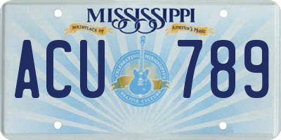 MS license plate ACU789