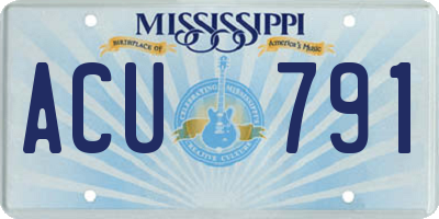 MS license plate ACU791