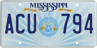 MS license plate ACU794