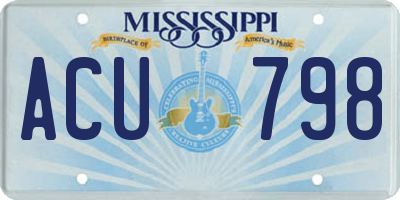 MS license plate ACU798