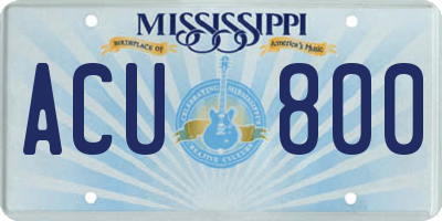 MS license plate ACU800